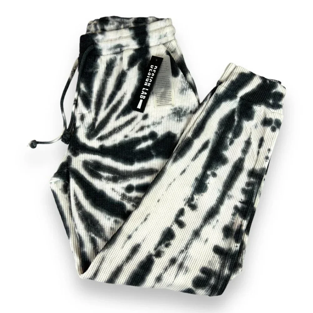 Design Lab Women's Black/White Tie Dye Waffle Pants Joggers⭐️Multiple Sizes⭐️ - Picture 2 of 5